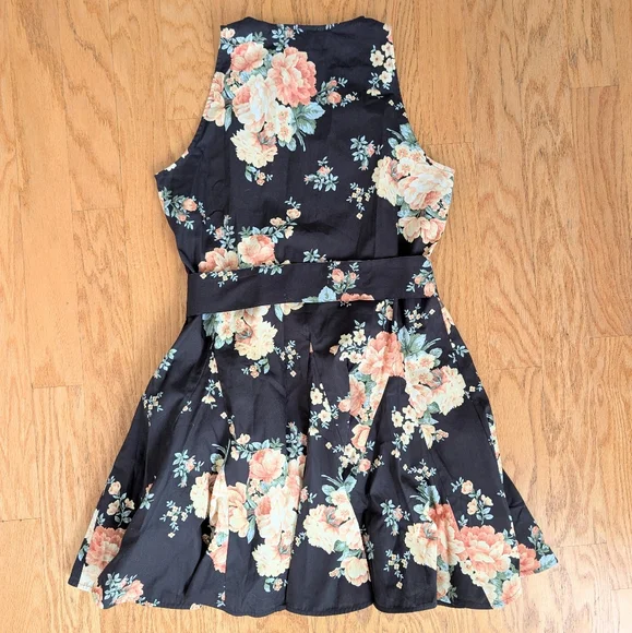 Sezane Solitta Dress Pila Print Black Floral 100% Organic Cotton NWT 40/8 - Picture 5 of 15